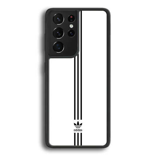 Adidas White Three Lines Samsung Galaxy S22 Ultra Case-Mobile Phone Case-Rubber Black (2D Case)-Altracase