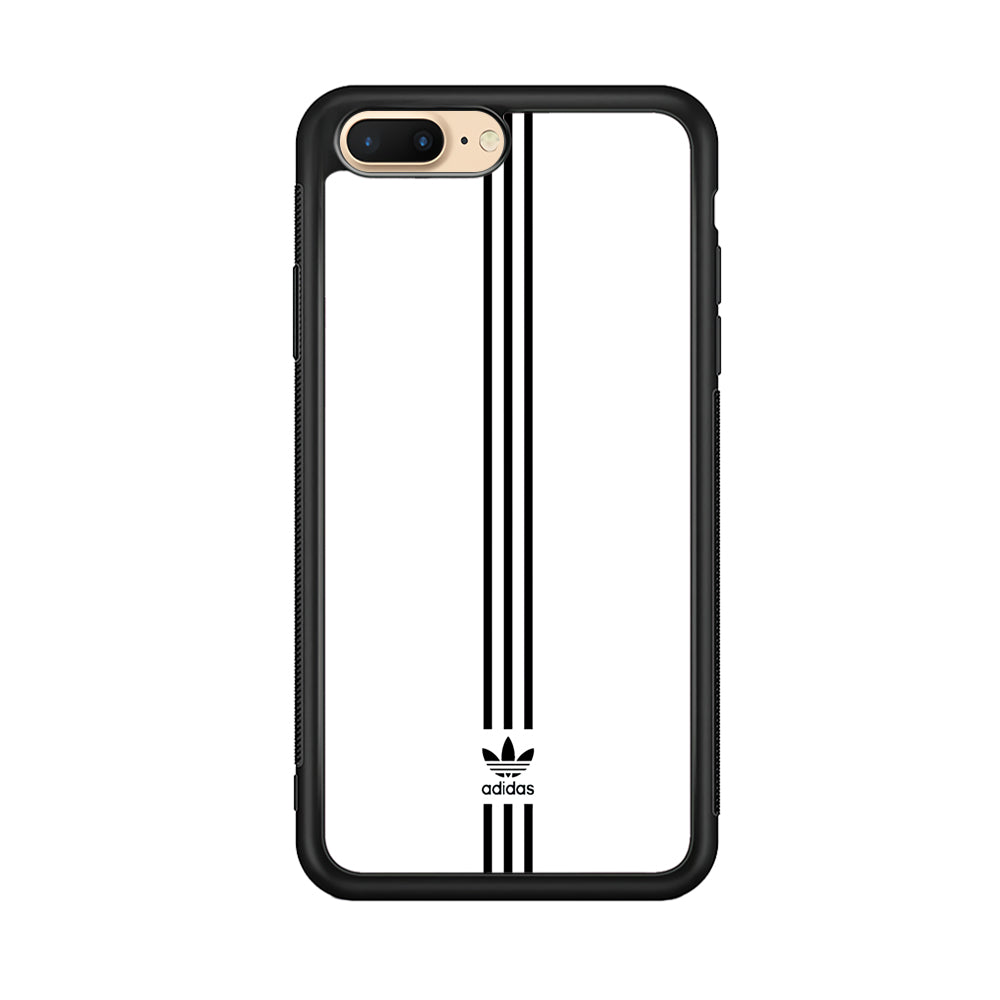 Adidas White Three Lines iPhone 8 Plus Case-Mobile Phone Case-Rubber Black (2D Case)-Altracase