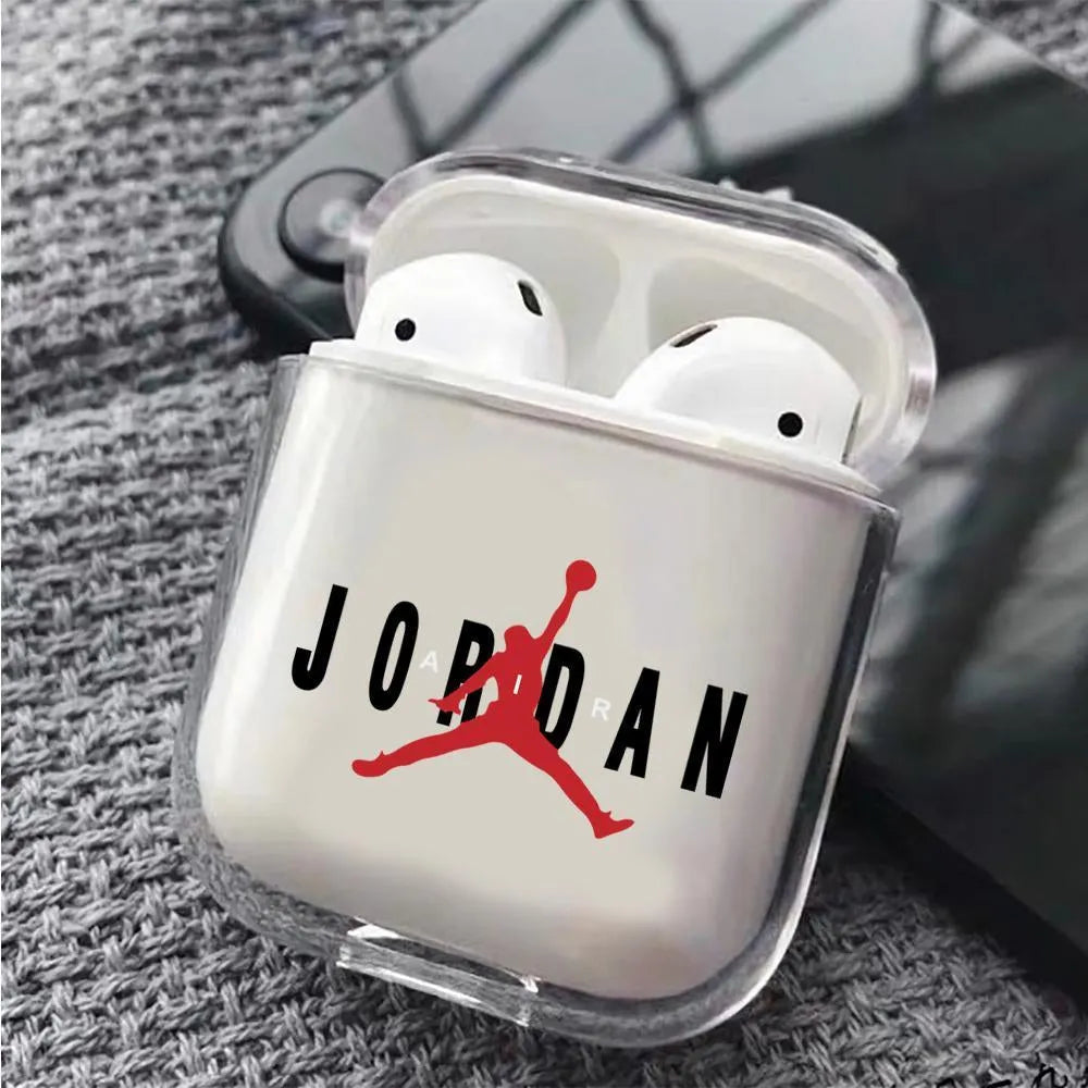 Air Jordan Logo Hard Plastic Protective Clear Case Cover For Apple Airpods-AirPod Case-Altracase