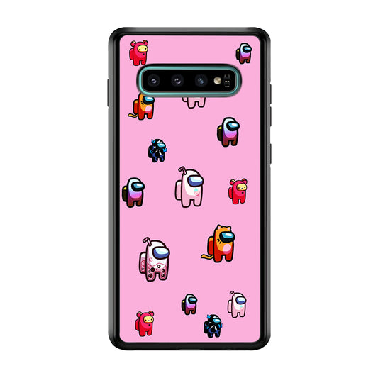 Among Us Cute Pink Samsung Galaxy S10 Plus Case-Phone Case-Rubber White (2D Case)-Altracase