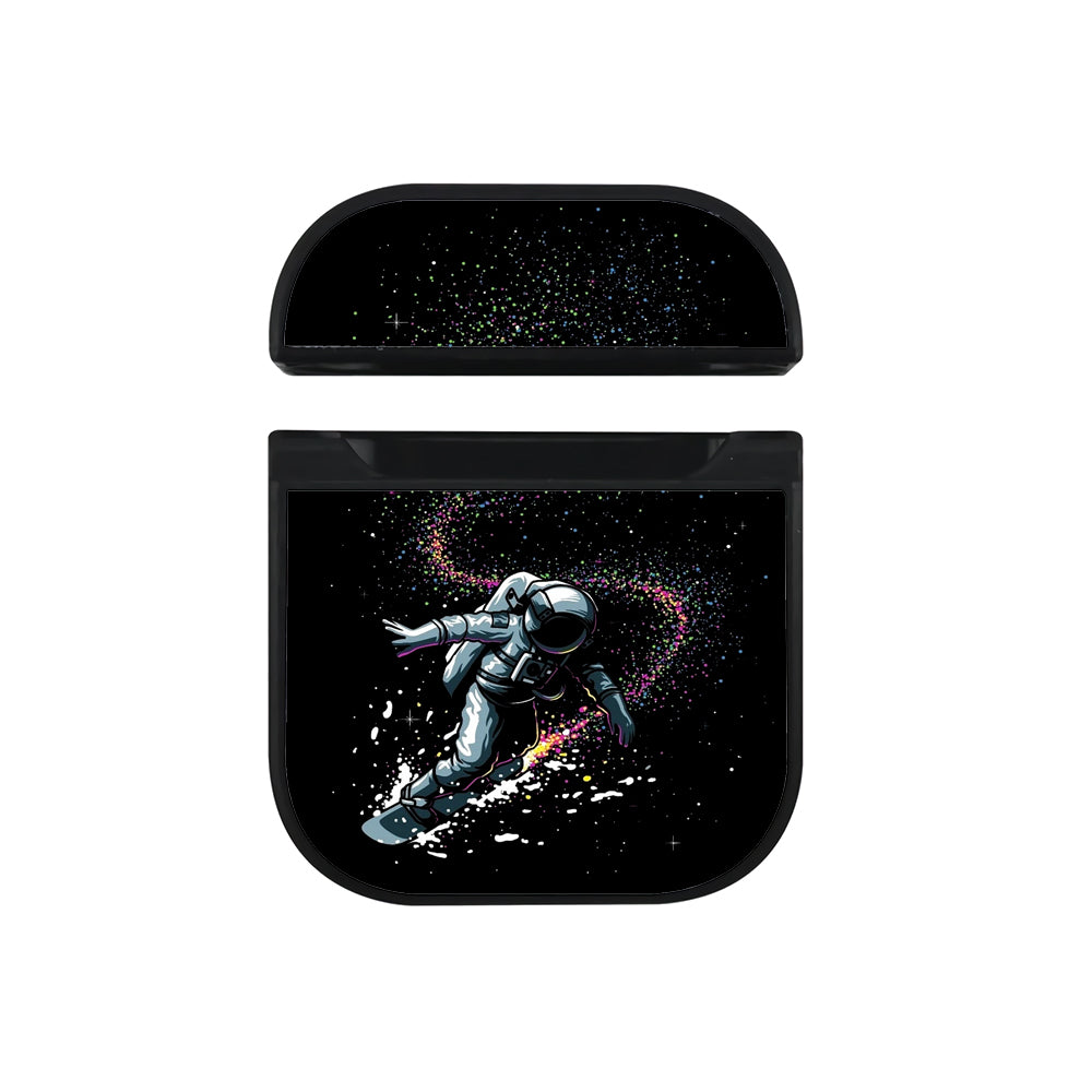 Astronaut Surfing in The Galaxy Apple AirPods Case-AirPod Case-Black-Altracase