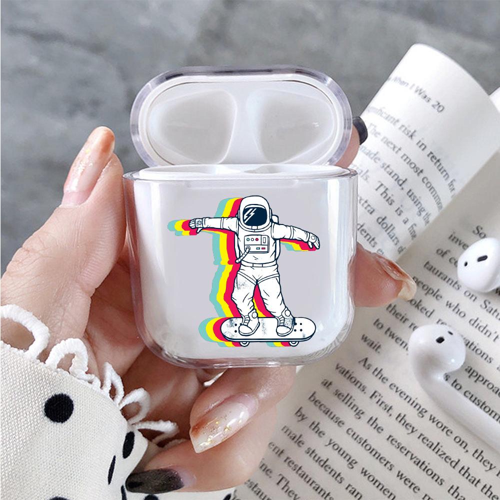 Astronaut Play Skateboard Hard Plastic Protective Clear Case Cover For Apple Airpods-AirPod Case-Altracase