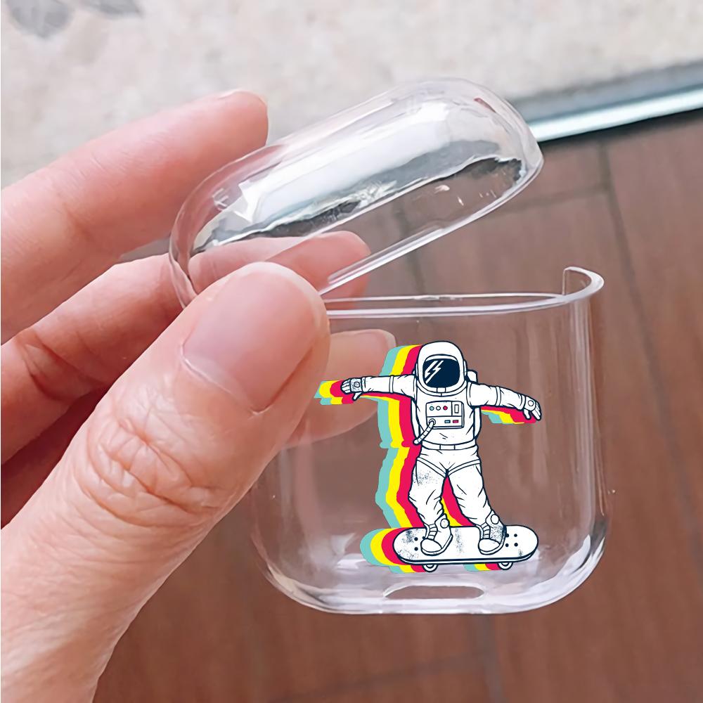 Astronaut Play Skateboard Hard Plastic Protective Clear Case Cover For Apple Airpods-AirPod Case-Altracase