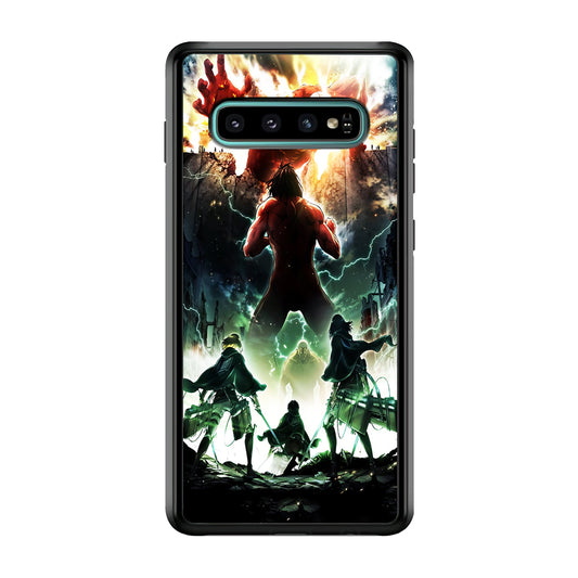 Attack On Titan Broken Wall Samsung Galaxy S10 Case-Phone Case-Rubber White (2D Case)-Altracase