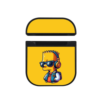 Bart Simpson Listening to Music Apple AirPods Case-AirPod Case-Black-Altracase
