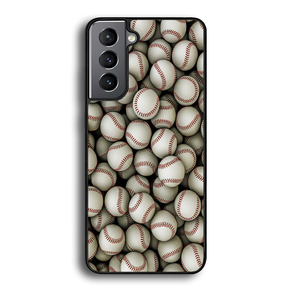 Baseball Ball Pattern Samsung Galaxy S22 Case-Phone Case-Rubber Black (2D Case)-Altracase