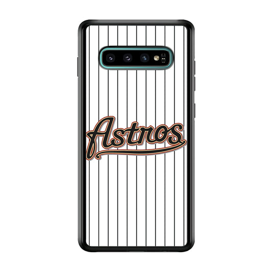 Baseball Houston Astros MLB 002 Samsung Galaxy S10 Case-Phone Case-Rubber White (2D Case)-Altracase