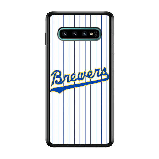 Baseball Milwaukee Brewers MLB 002 Samsung Galaxy S10 Case-Phone Case-Rubber White (2D Case)-Altracase