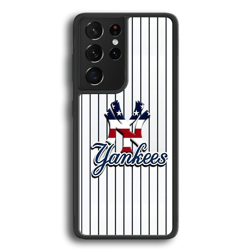 Baseball New York Yankees MLB 001 Samsung Galaxy S22 Ultra Case-Phone Case-Rubber Black (2D Case)-Altracase