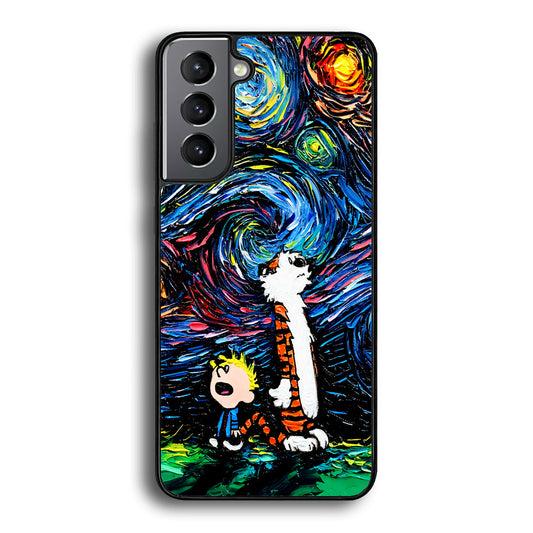 Calvin and Hobbes Starry Night Samsung Galaxy A15 Case-Phone Case-Rubber Black (2D Case)-Altracase