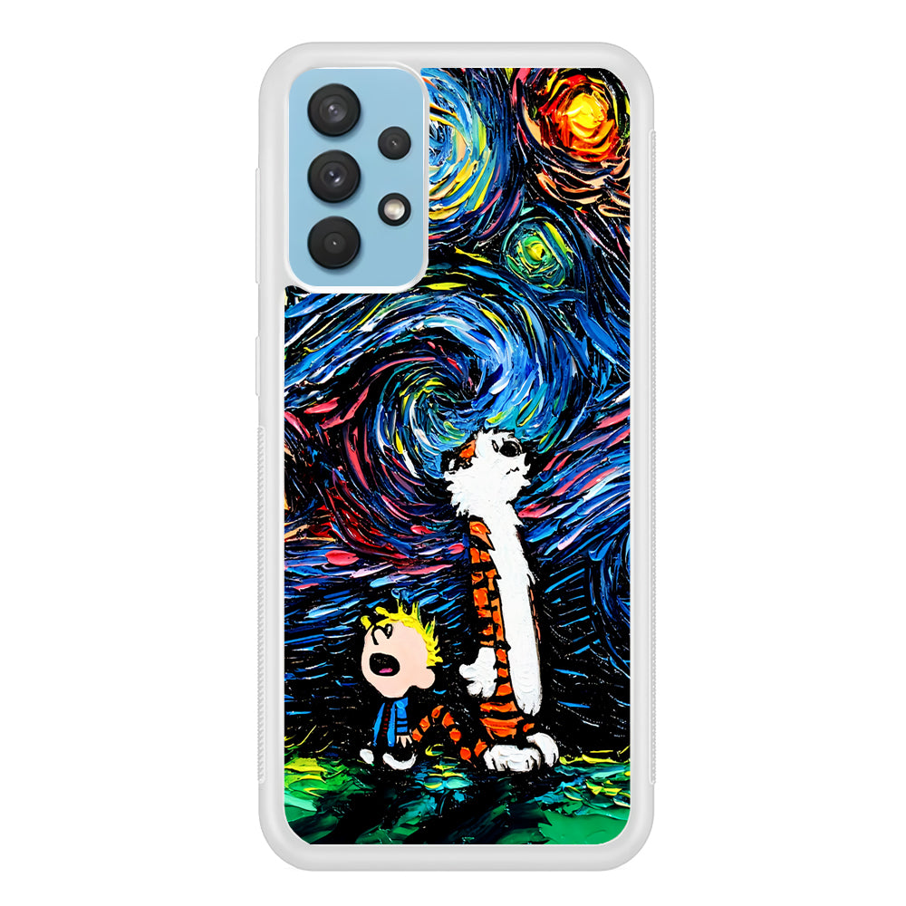 Calvin and Hobbes Starry Night Samsung Galaxy A32 Case