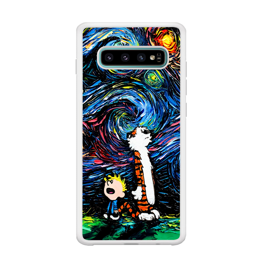 Calvin and Hobbes Starry Night Samsung Galaxy S10 Plus Case