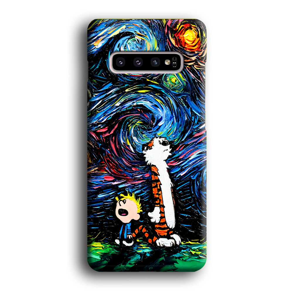 Calvin and Hobbes Starry Night Samsung Galaxy S10 Plus Case