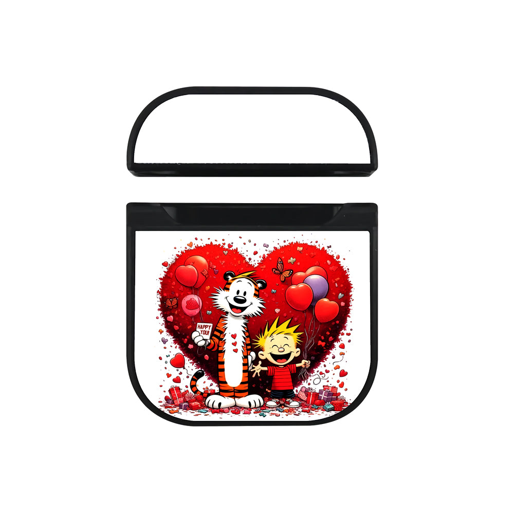 Calvin and Hobbes Valentine's Day Apple AirPods Case-AirPod Case-Black-Altracase