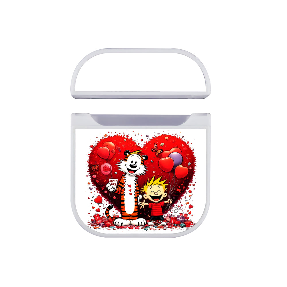 Calvin and Hobbes Valentine's Day Apple AirPods Case-AirPod Case-White-Altracase