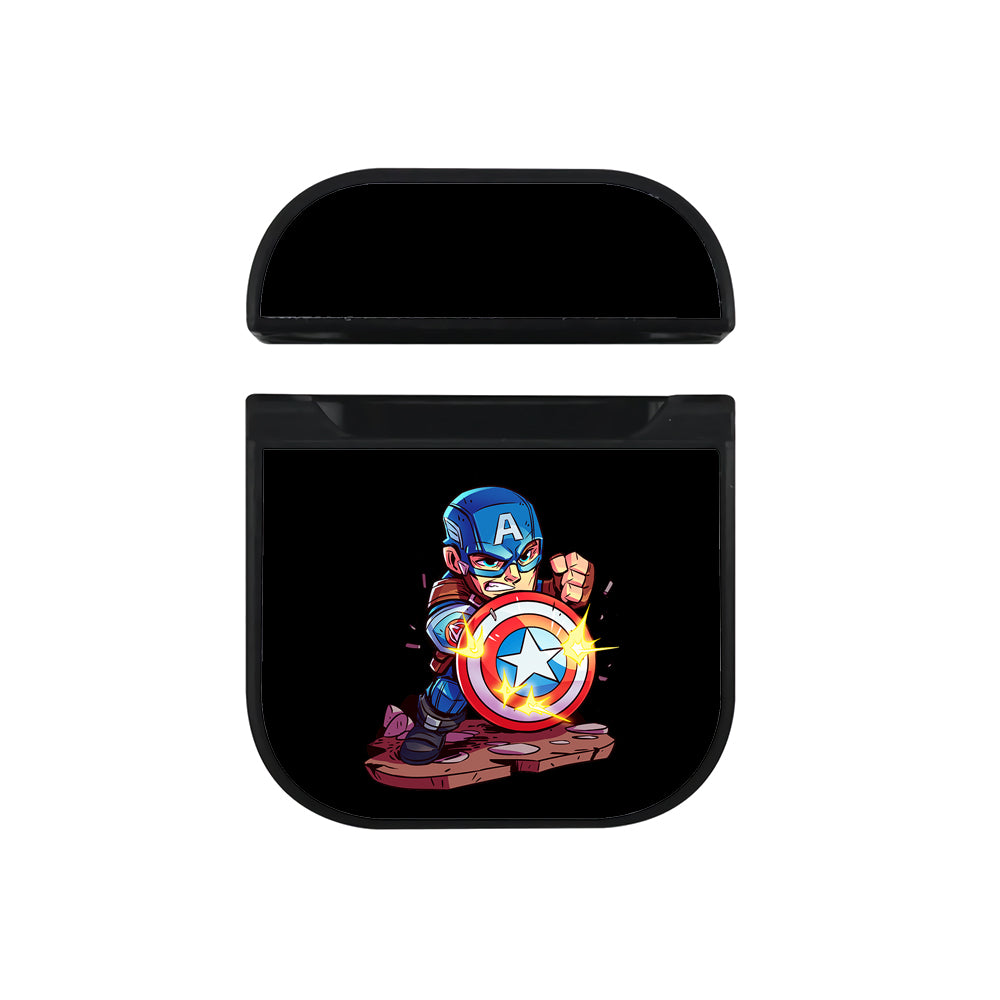 Captain America Chibi Cartoon Apple AirPods Case-AirPod Case-Black-Altracase