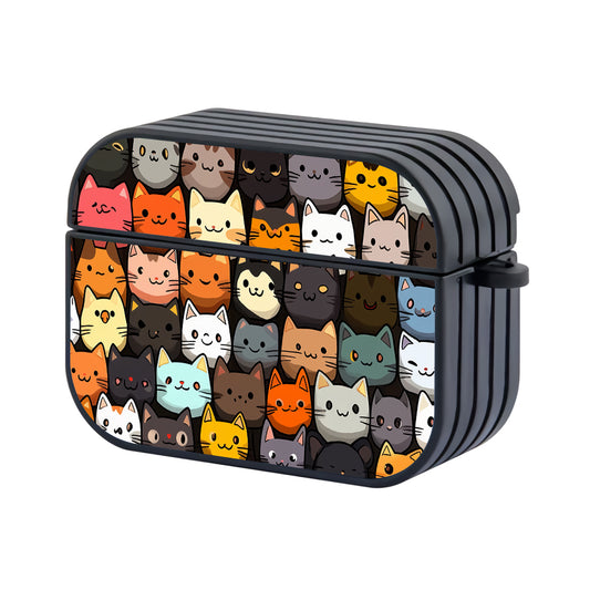 Cartoon Cat Faces Pattern Apple Airpods Pro Case - Altracase