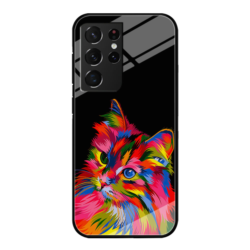 Cat Colorful Art Painting Samsung Galaxy S21 Ultra Case-Phone Case-Tempered Glass Case-Altracase