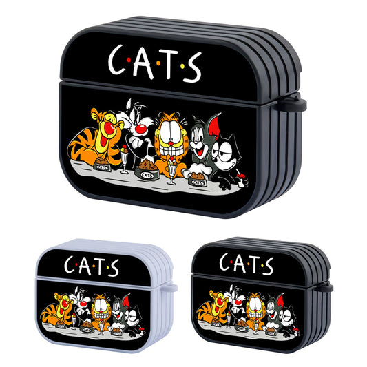 Cats Cartoon Eating Together Hard Plastic Case Cover For Apple Airpods Pro