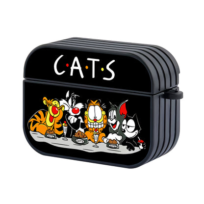 Cats Cartoon Eating Together Hard Plastic Case Cover For Apple Airpods Pro