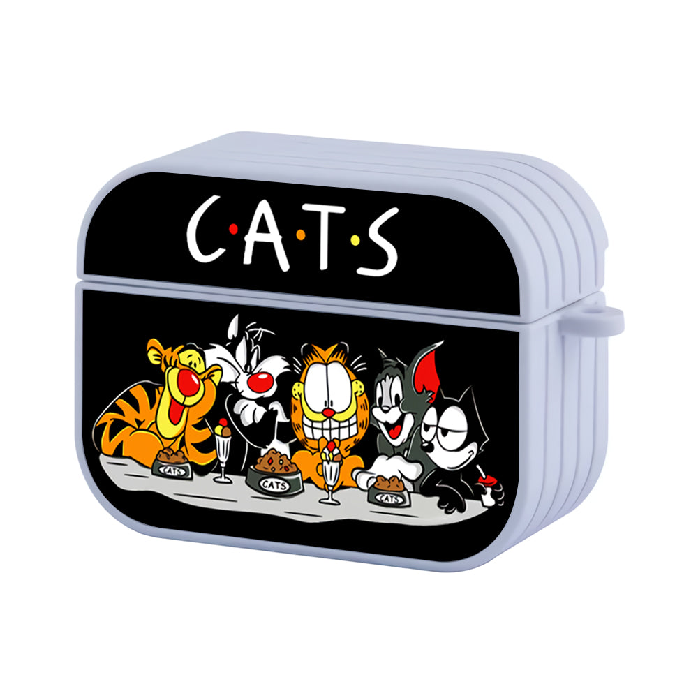 Cats Cartoon Eating Together Hard Plastic Case Cover For Apple Airpods Pro