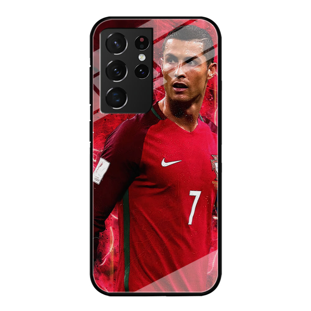 Cristiano Ronaldo Red Aesthetic Samsung Galaxy S21 Ultra Case-Phone Case-Tempered Glass Case-Altracase