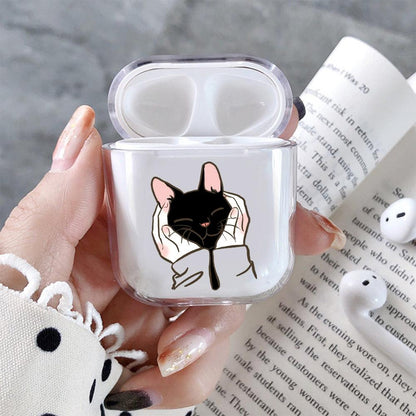 Cute Black Cat Hard Plastic Protective Clear Case Cover For Apple Airpods-AirPod Case-Altracase