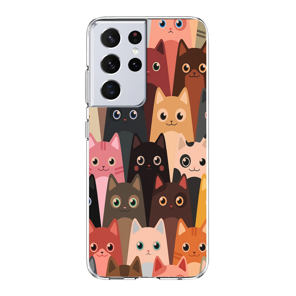 Cute Cat Doodle Samsung Galaxy S21 Ultra Case