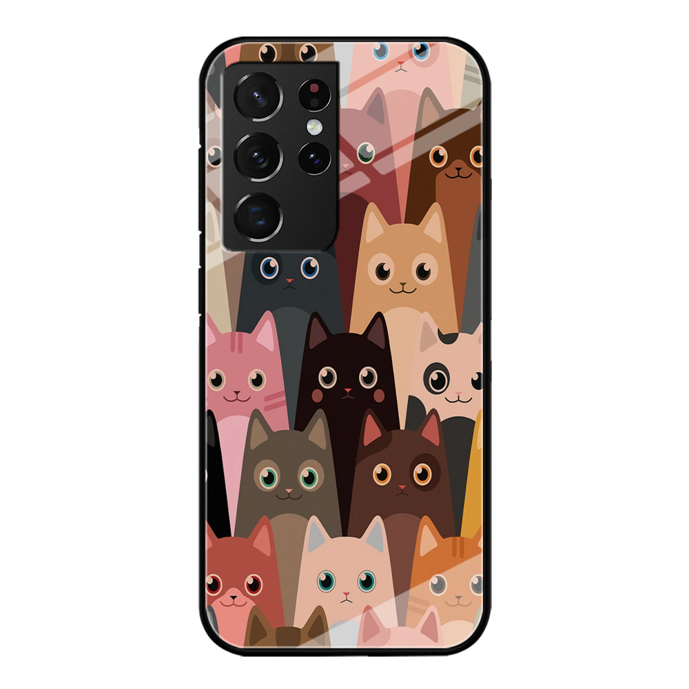 Cute Cat Doodle Samsung Galaxy S21 Ultra Case-Phone Case-Tempered Glass Case-Altracase