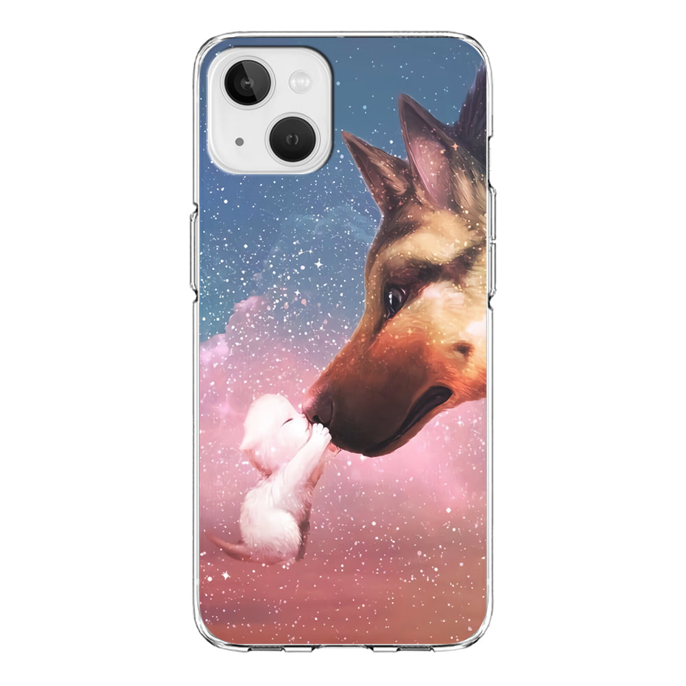 Cute Cat Kiss Dog iPhone 14 Plus Case