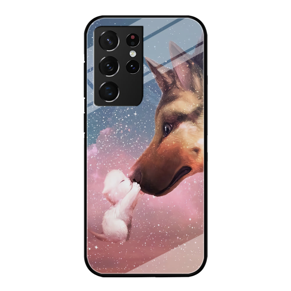 Cute Cat Kiss Dog Samsung Galaxy S21 Ultra Case-Phone Case-Tempered Glass Case-Altracase