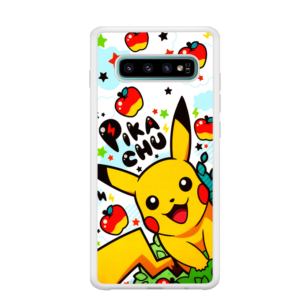 Cute Pikachu and Apple Samsung Galaxy S10 Case