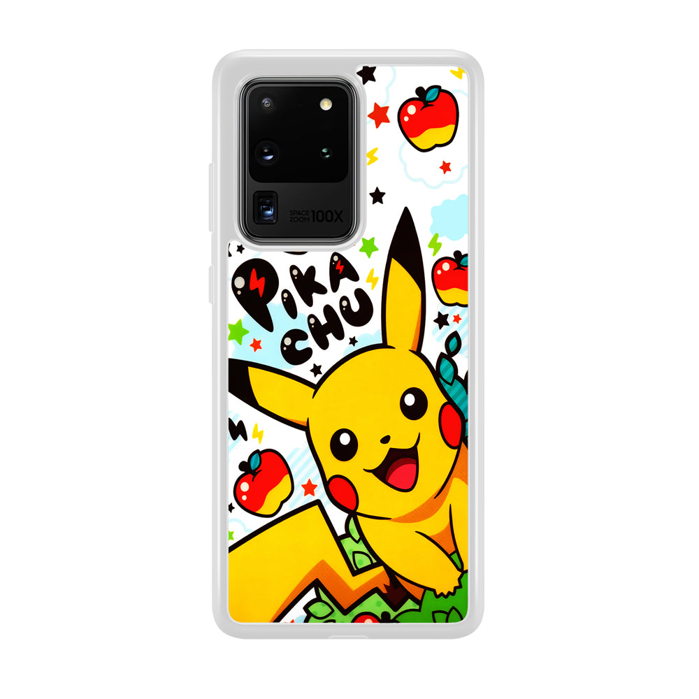 Cute Pikachu and Apple Samsung Galaxy S20 Ultra Case