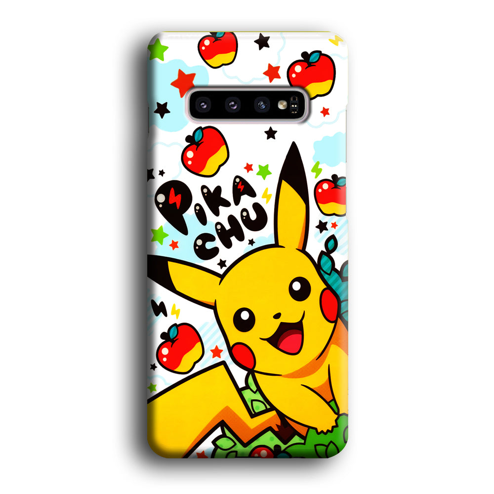 Cute Pikachu and Apple Samsung Galaxy S10 Case