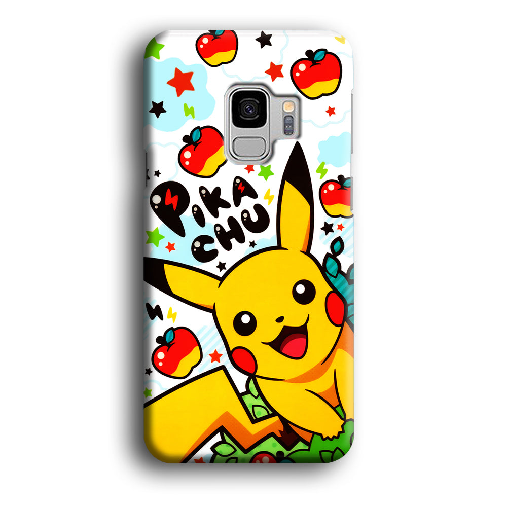 Cute Pikachu and Apple Samsung Galaxy S9 Case