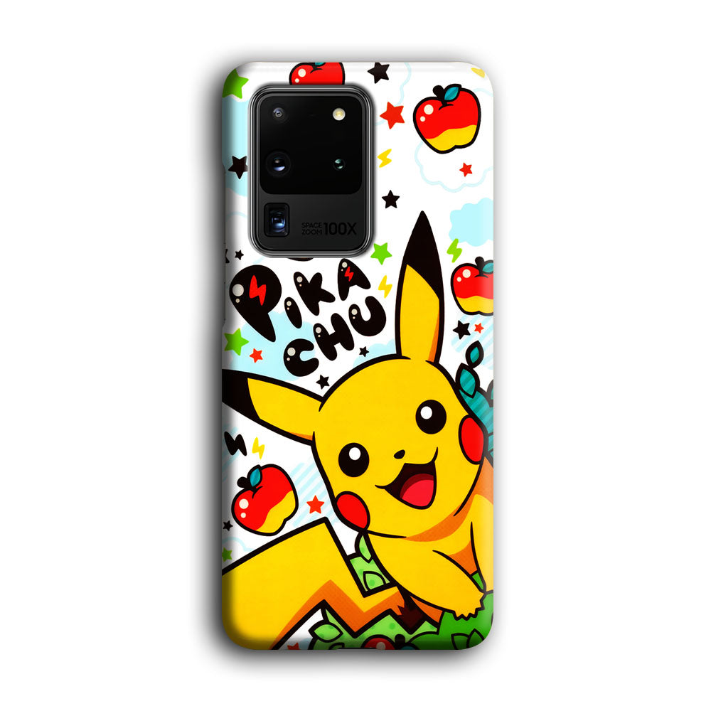 Cute Pikachu and Apple Samsung Galaxy S20 Ultra Case