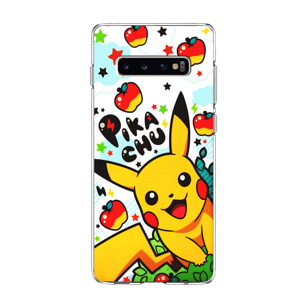 Cute Pikachu and Apple Samsung Galaxy S10 Case