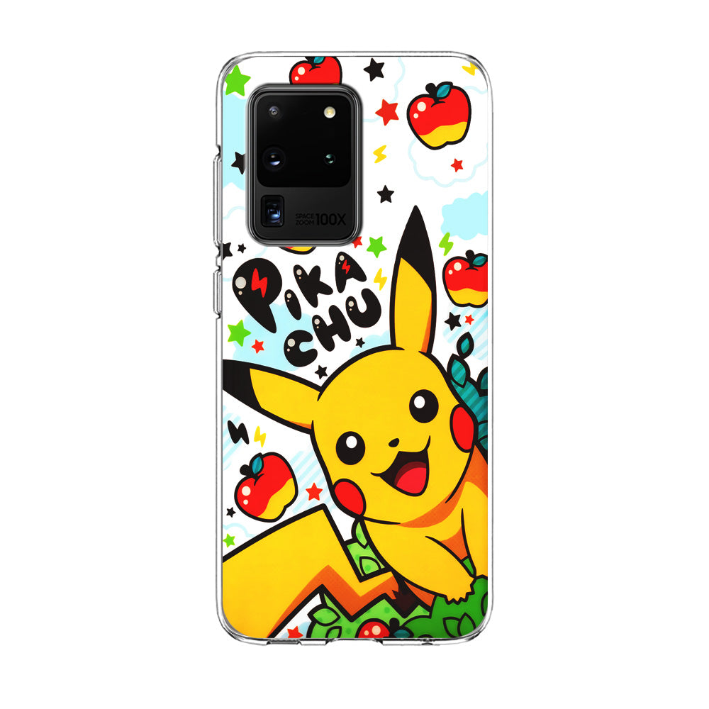 Cute Pikachu and Apple Samsung Galaxy S20 Ultra Case