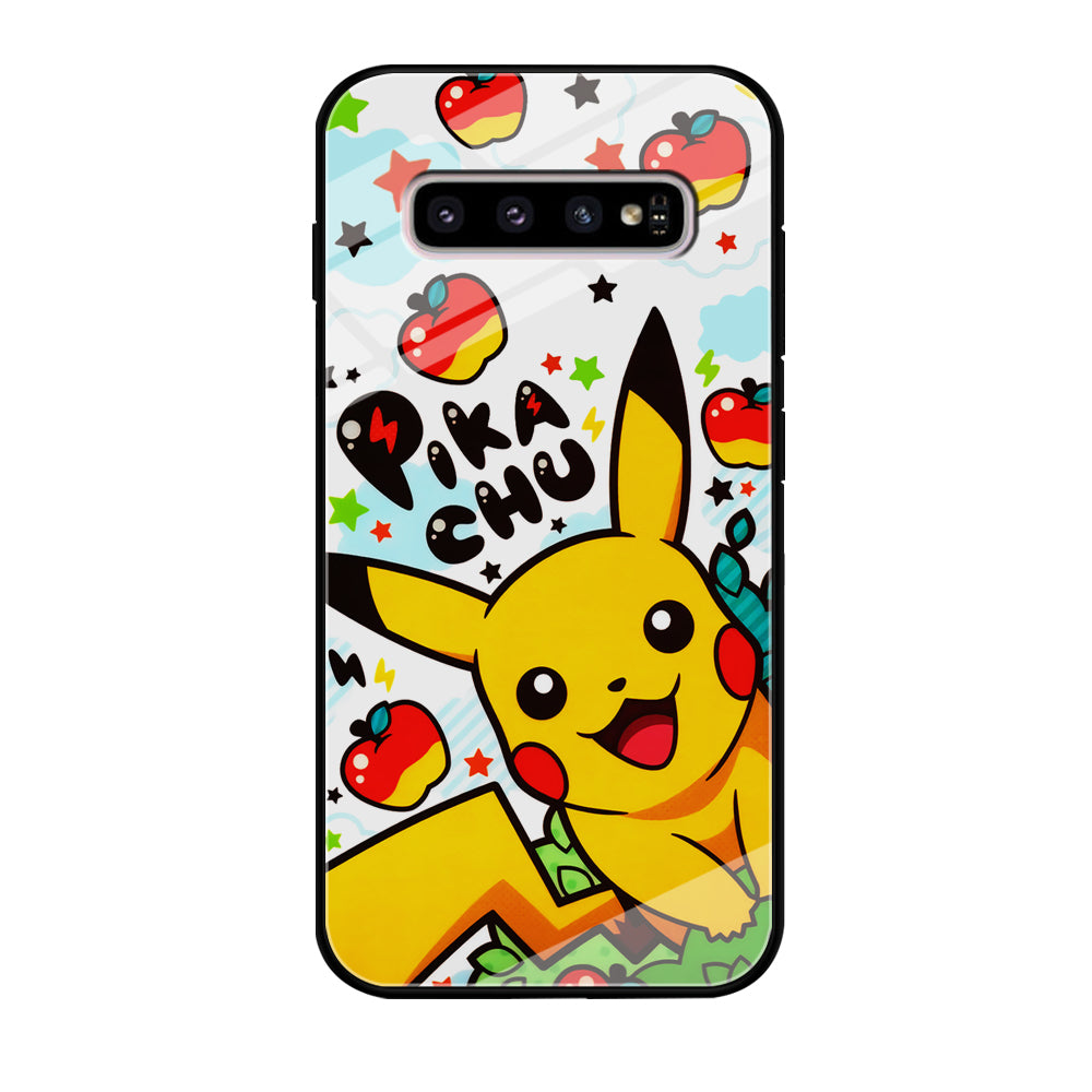 Cute Pikachu and Apple Samsung Galaxy S10 Case