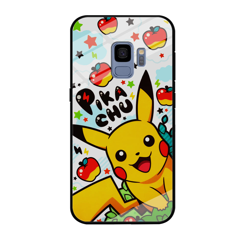 Cute Pikachu and Apple Samsung Galaxy S9 Case