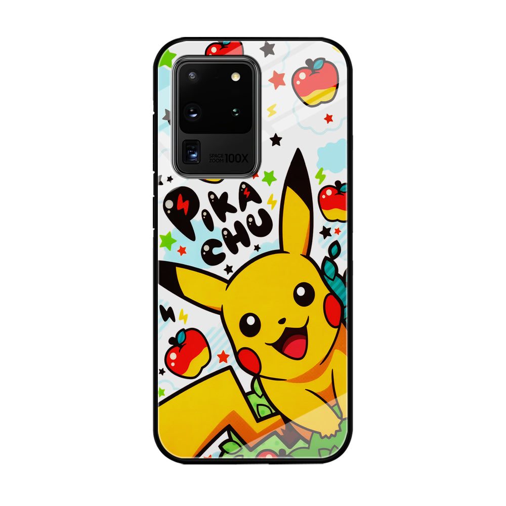 Cute Pikachu and Apple Samsung Galaxy S20 Ultra Case