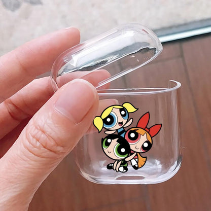 Cute Powerpuff Girls Hard Plastic Protective Clear Case Cover For Apple Airpods-AirPod Case-Altracase