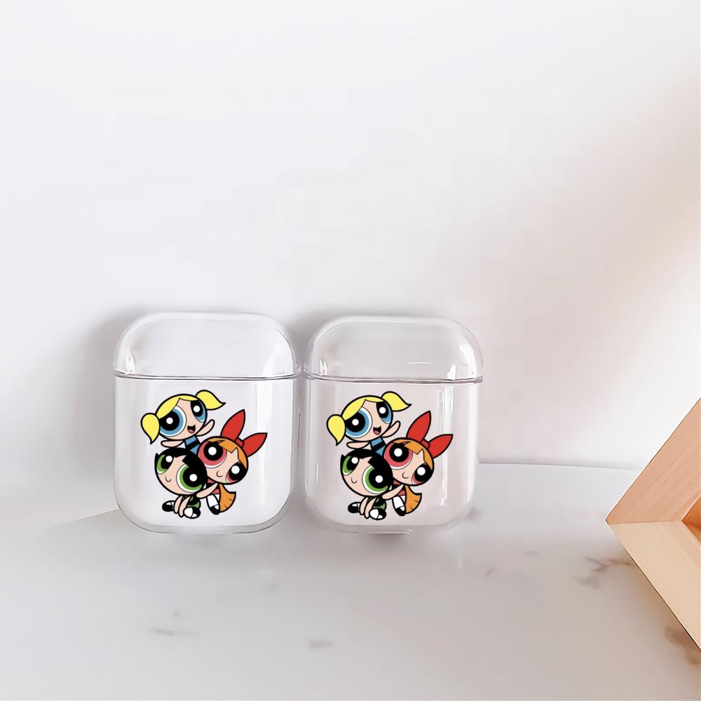 Cute Powerpuff Girls Hard Plastic Protective Clear Case Cover For Apple Airpods-AirPod Case-Altracase