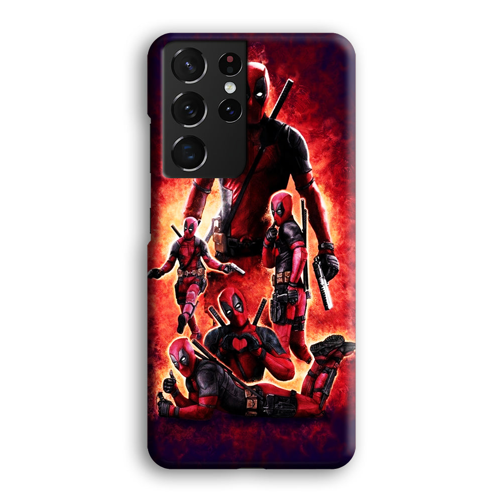 Deadpool On Fire Samsung Galaxy S21 Ultra Case
