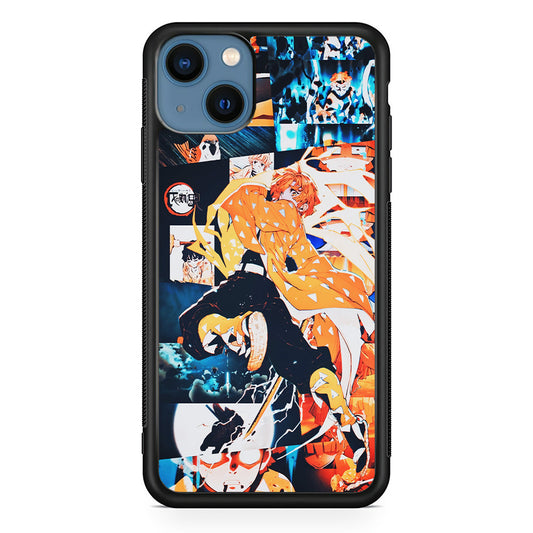 Demon Slayer Zenitsu Aesthetic iPhone 14 Plus Case-Phone Case-Rubber Black (2D Case)-Altracase