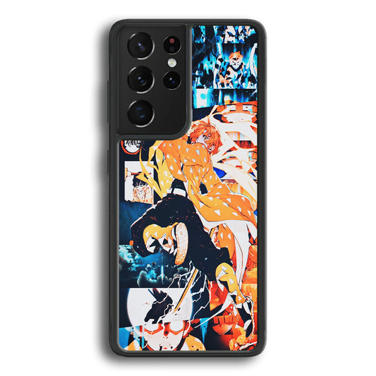Demon Slayer Zenitsu Aesthetic Samsung Galaxy S24 Ultra Case-Phone Case-Rubber Black (2D Case)-Altracase