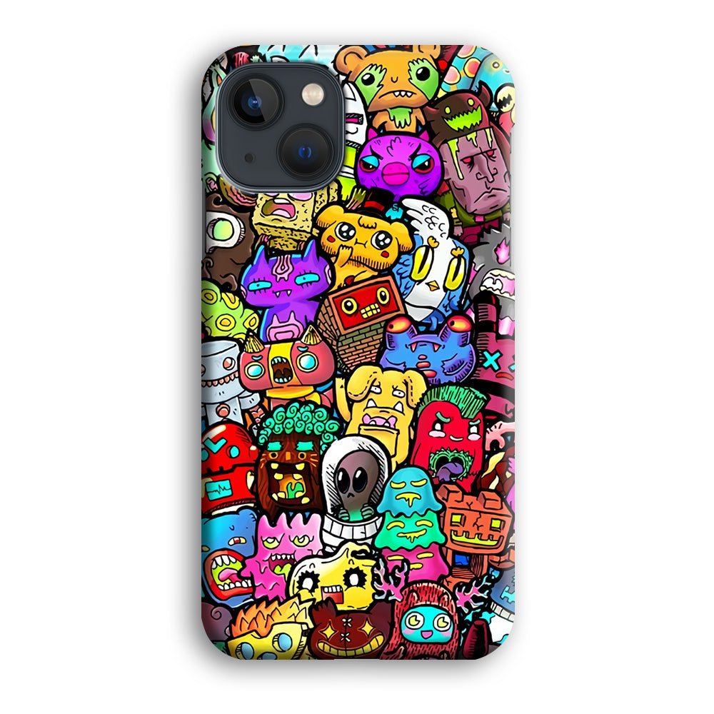 Doodle Cute Character iPhone 14 Plus Case