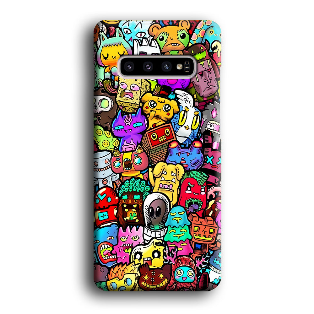 Doodle Cute Character Samsung Galaxy S10 Case