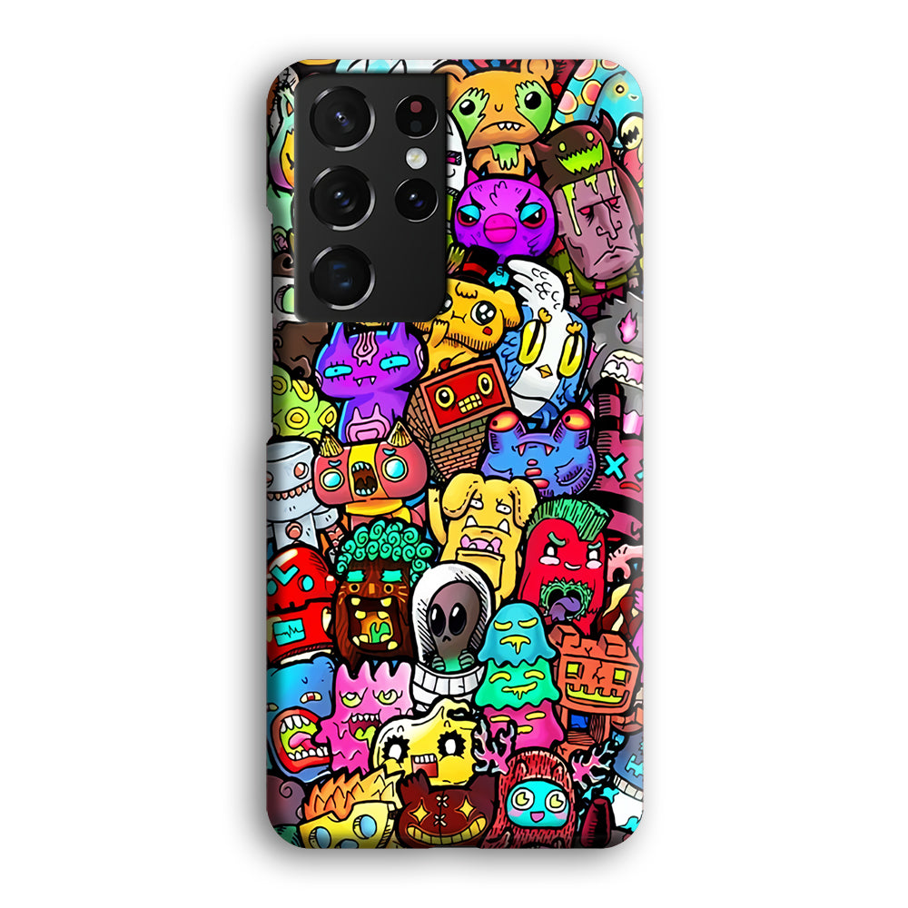 Doodle Cute Character Samsung Galaxy S21 Ultra Case