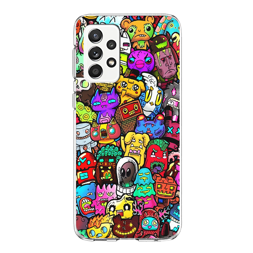 Doodle Cute Character Samsung Galaxy A72 Case